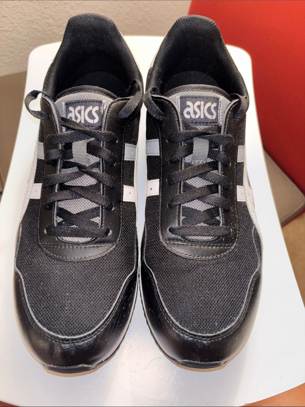 ASICS Black Athletic Sneakers with White Stripes